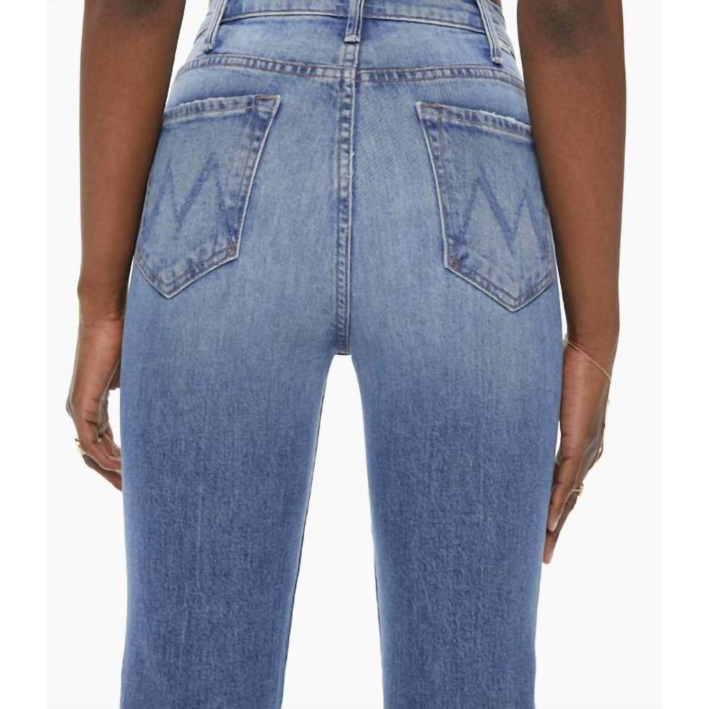 NEW MOTHER hustler ankle fray mini boot high rise jean in mid-blue wash - Picture 4 of 5